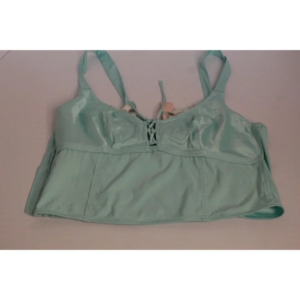 NWT Victoria Secret Lt. Blue/Green Lace Embellished Side Zip Cami Size Small - Picture 9 of 14